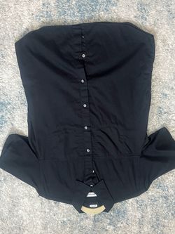 Calvin Klein Men's M Black Solid Button-Front Point Collar Button-Up Shirt