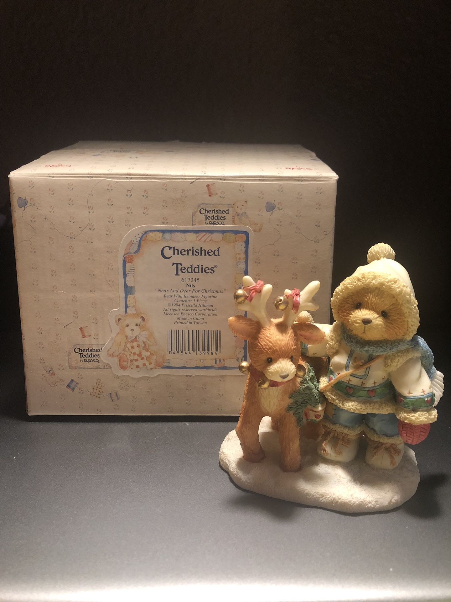 Enesco 1994 Cherished Teddies Nils "Near and Deer for Christmas" #617245