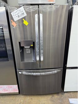 brand new  LG 28 cu. ft. 3 Door French Door Refrigerator with Ice and Water with Single Ice in Black Stainless Standard Depth