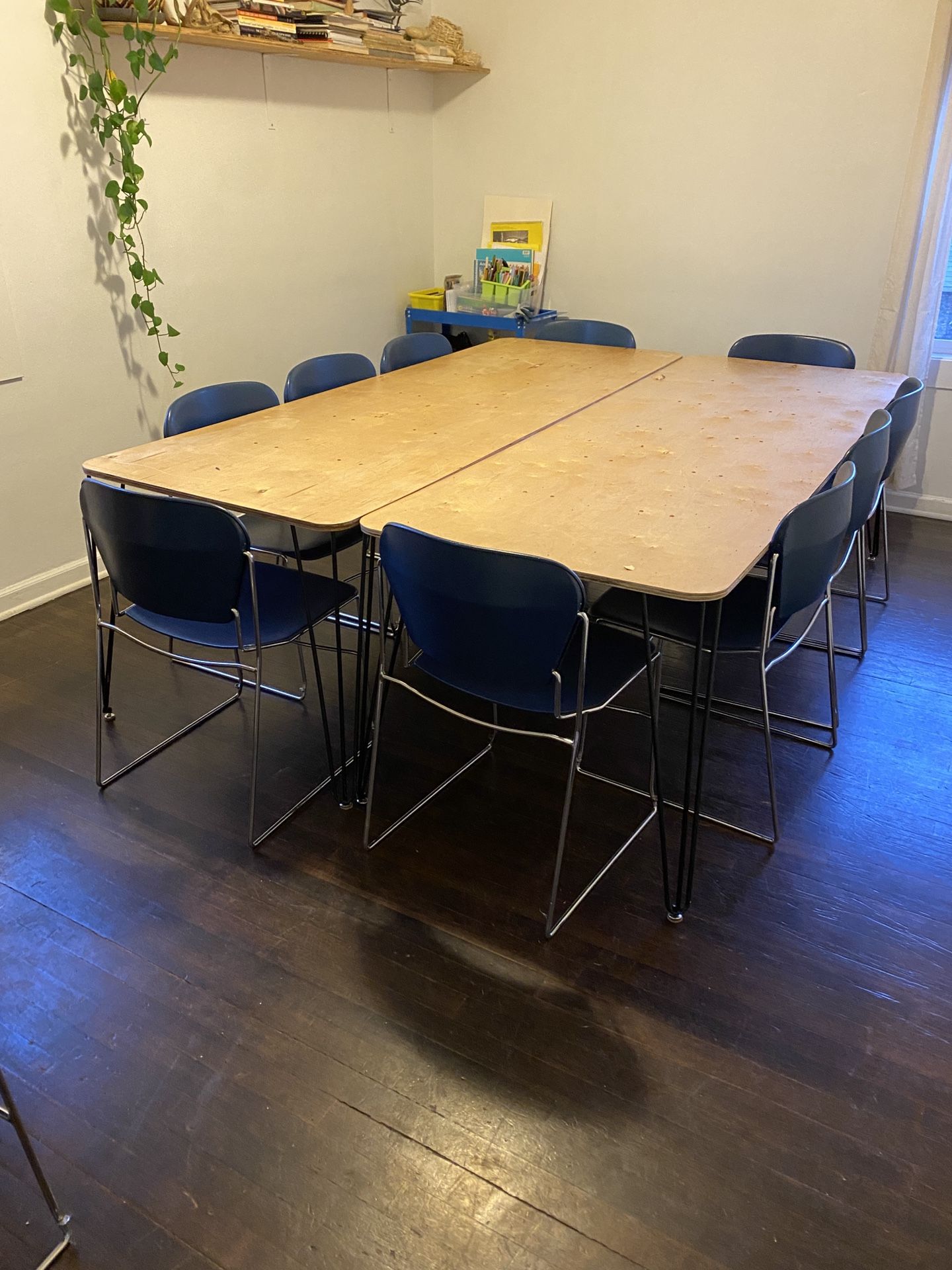 15 Blue Stacking Chairs