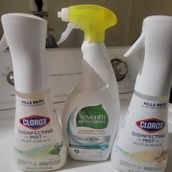2 CLOROX DISENFECTING MIST SPRAYS (16oz Bottles) & SEVENTH GENERATION DISENFECTING Spray (26oz  Bottles) For $15/$15 por Los 3