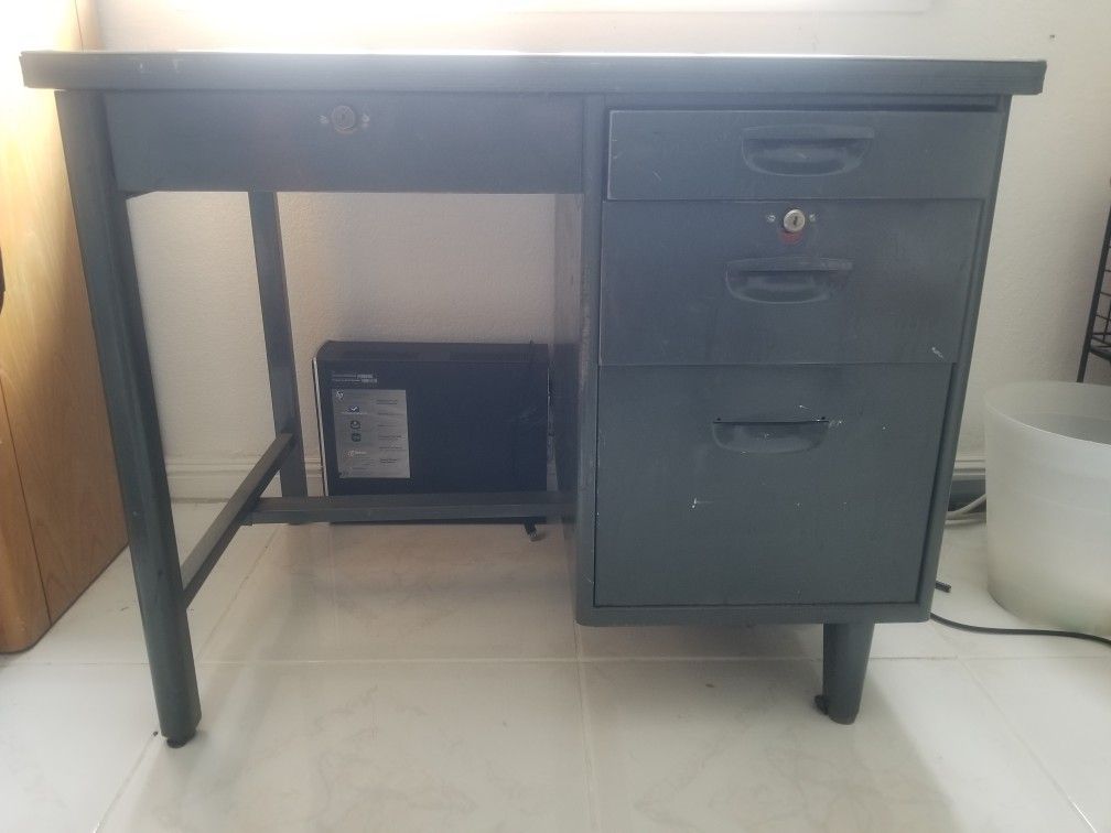 Vintage Steel Industrial Tanker Desk