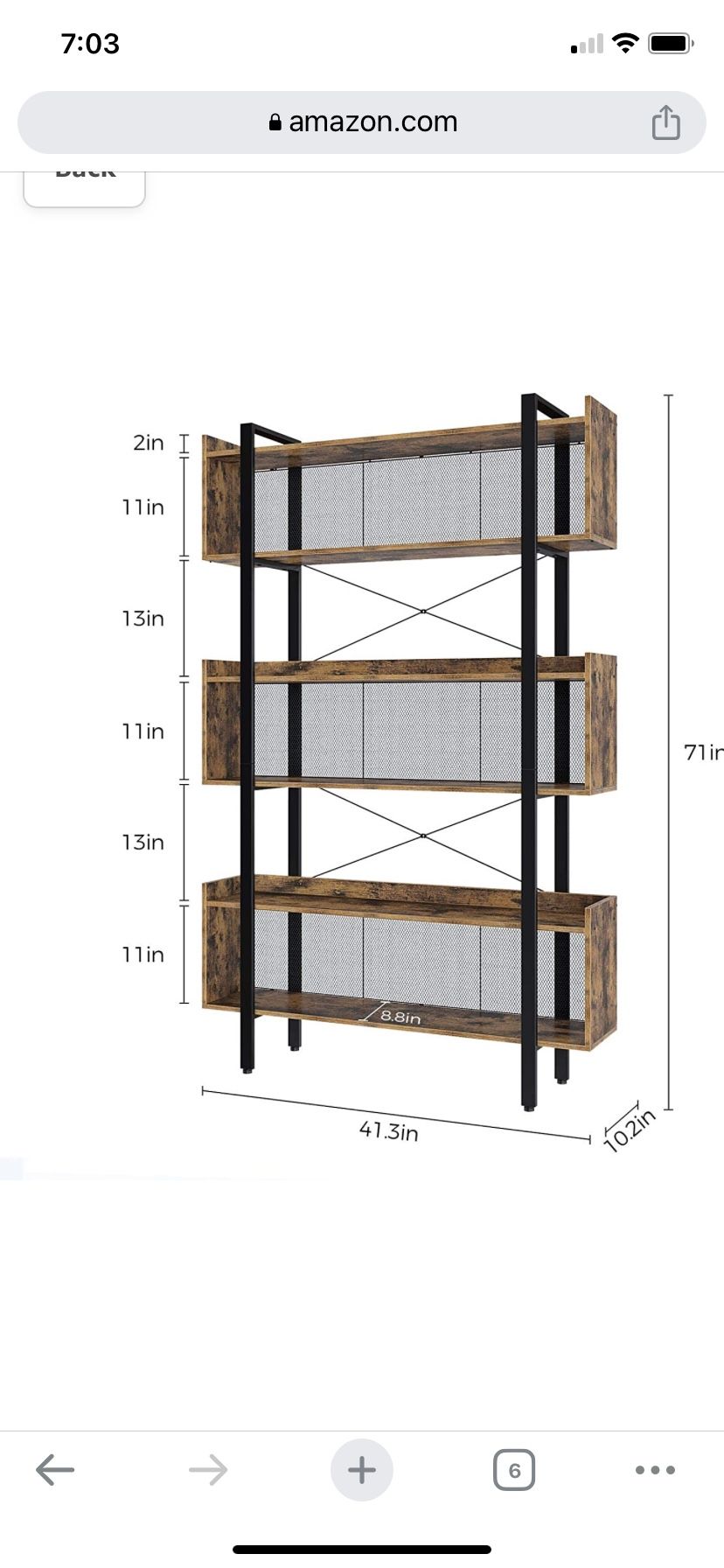 Rustic Brown Bookshelf 