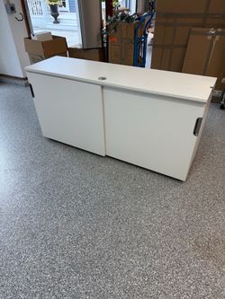 Modern White Soft-Close Sliding Door Storage Cabinet / Credenza