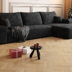 Sectional Couches for Living Room, 107.5" Cloud Sectional Couch with L-Shape Chaise, Modern Modular Sofa with Deep Seat, Upholstered Couches No Assemb