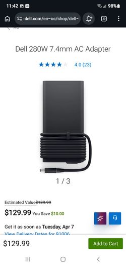 Dell 280W 7.4mm AC Adapter