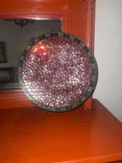 Red decorative mosaic plate