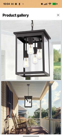 4-Light Large Outdoor Pendant Light Fixtures Oil Rubbed Bronze, Adjustable Height Outdoor Ceiling Light, Exterior Hanging Light Fixture for Patio Yard
