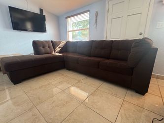 Brown Fabric Sectional Sofa bed with Chaise