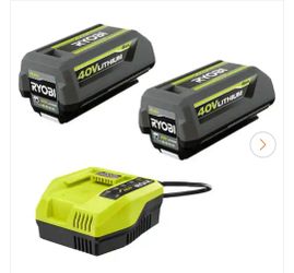 New Ryobi Two 40V Lithium-Ion 4.0 Ah Battery 4A With Fast Charger
