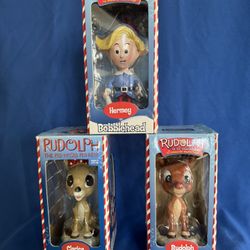 BOBBLEHEADS: Rudolph The Red Nose Reindeer: HERMEY, RUDOLPH, CLARICE, NEW, 2001-2002