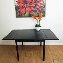 Long Rectangular Square Dark Espresso Solid Wood Drop Leaf Extension Dining Room Table Expandable