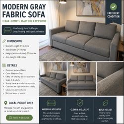 Modern Gray Fabric Sofa