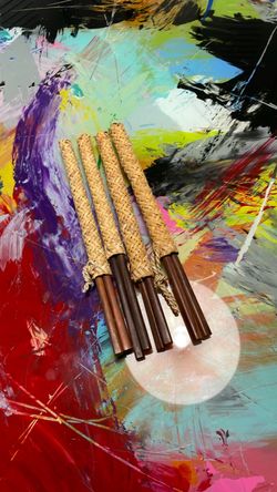 Woven Rattan Nunchucks Set