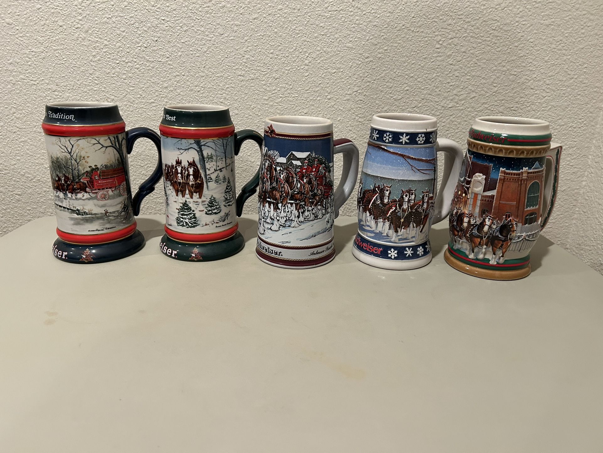 Budweiser Christmas Beer Steins