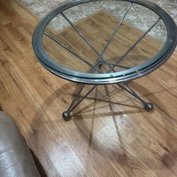 Modern Glass Coffee Table with Metal Frame