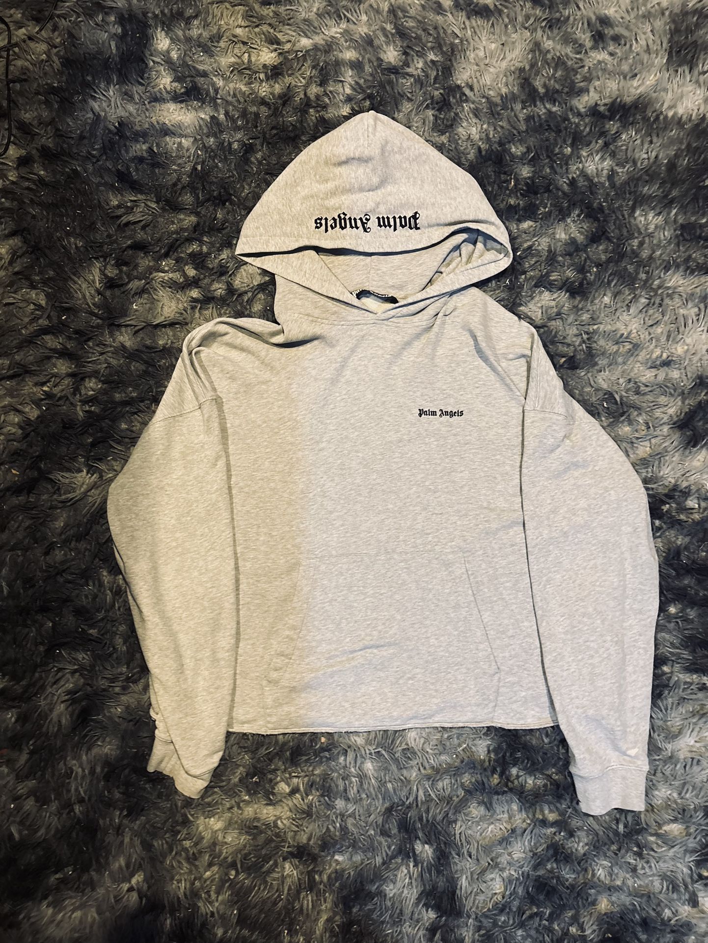 PALM ANGELS EMBROIDERED LOGO HOODIE IN GREY MENS SIZE MEDIUM RETAIL$800