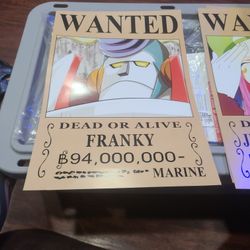 Wanted Dead Or Alive FRANKY Marine Anime Poster One Piece Manga Series Japanese