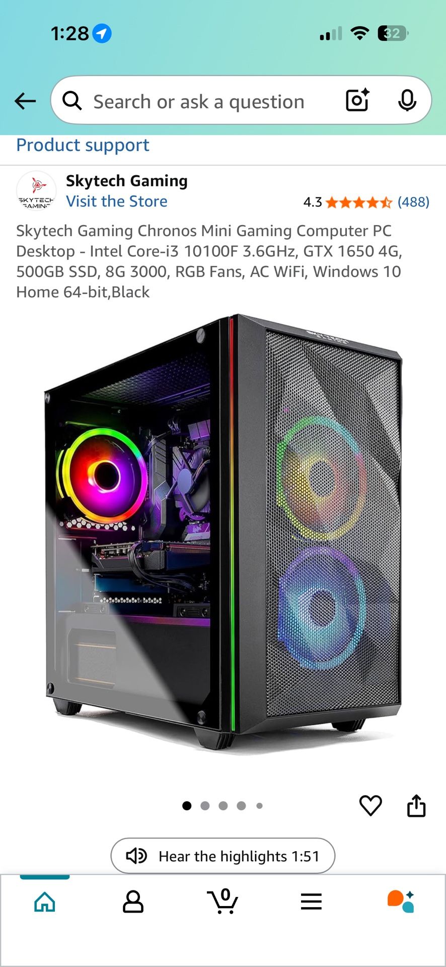 Skytech Gaming Chronos Mini Gaming Computer PC Desktop