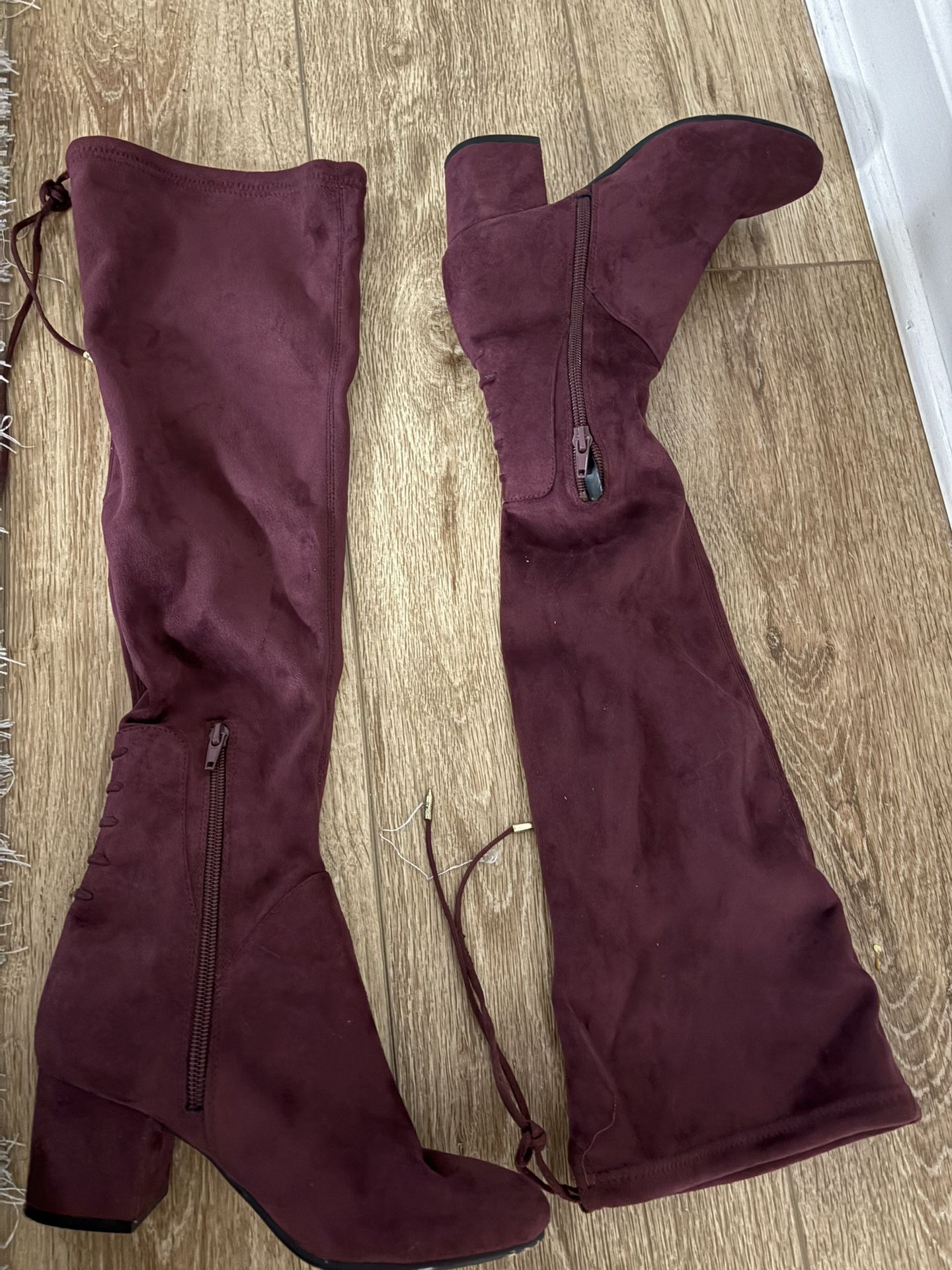 Knee High Boots Burgundy