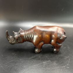 VIEW SIZE Ghanaian Artisan Handcarved Ebony Wood Rhinoceros Sculpture, "Roaming Rhino"