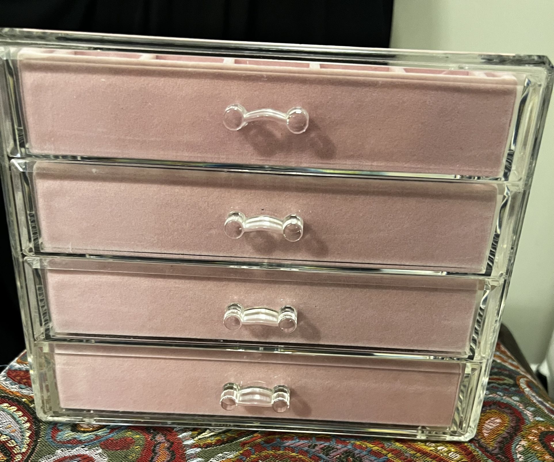 EUC Pink Acrylic Jewelry Box