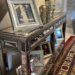 Consoled Mirrored High Table with 4 drawers