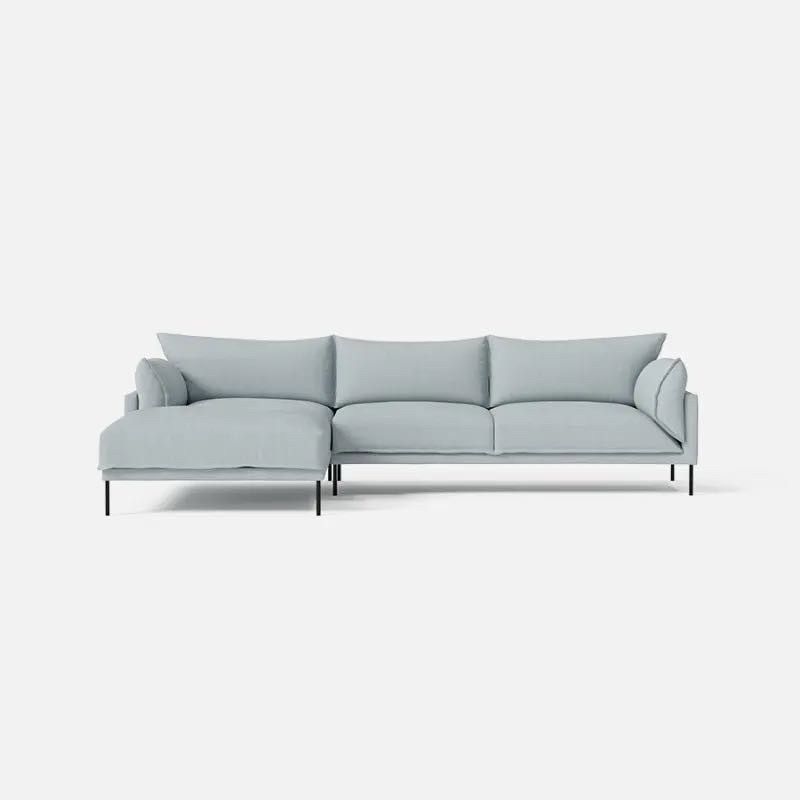 Big Comfy Couch! Huge Sectional Light Blue Sofa / Couch w/ Chaise | Oliver Space Pelli Sectionalo