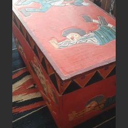 Antique Traveling Circus Circa 1890 Trunk Folk Art Clowns 