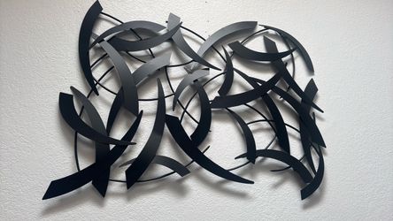 Black Abstract Metal Wall Art Sculpture