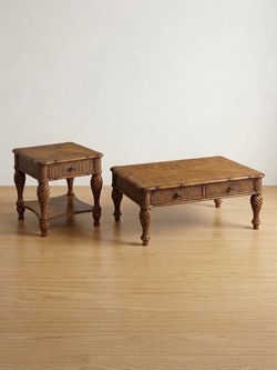 Matching Wood Coffee Table & Side Table Set