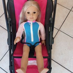 American Girl Doll Julie And Doll Stroller