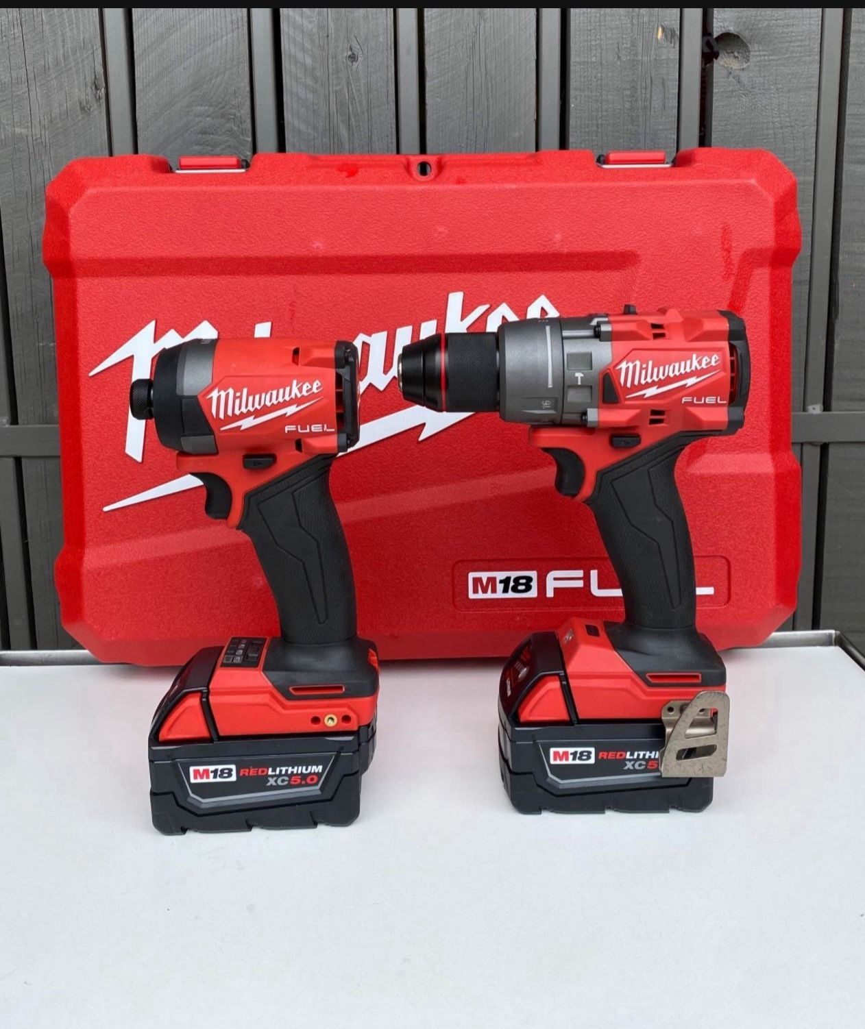 Milwaukee M18 FUEL 18V Brushless Hammer Drill and Impact Driver Combo Kit (2-Tool) with Batteries