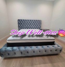 NEW QUEEN BED FRAME AND MATTRESS