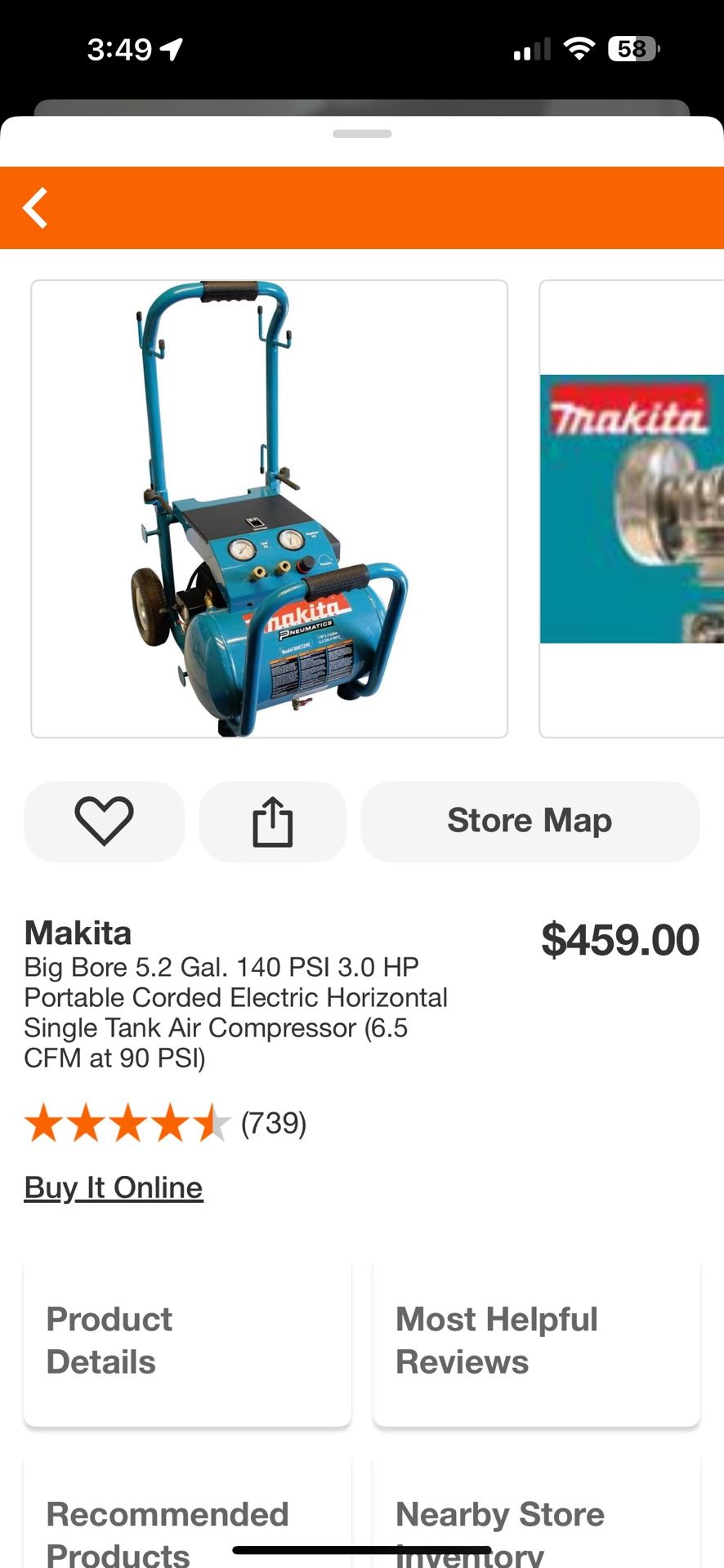 Makita 5.2gal 140psi Compressor 