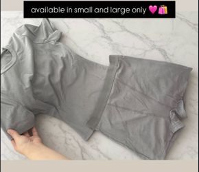 Gray Ribbed Crop Top and Shorts Set
