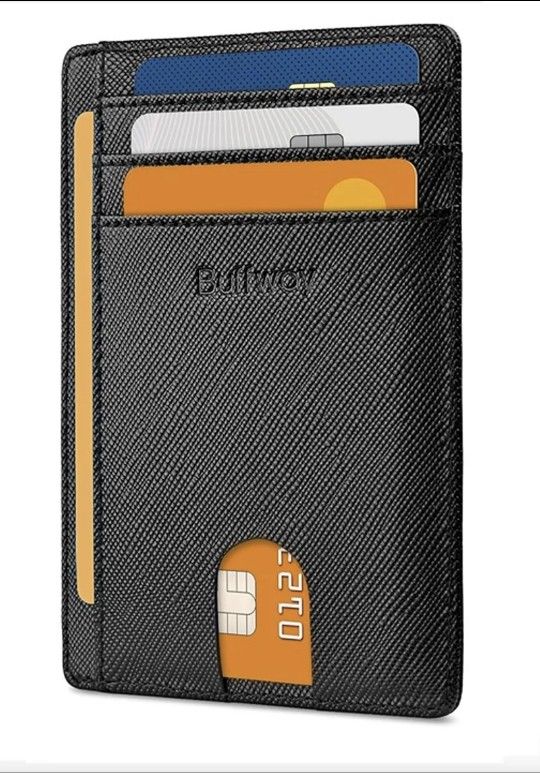 Buffway Slim Small Wallet Unisex Minimalist Leather Front Pocket/ID Window New