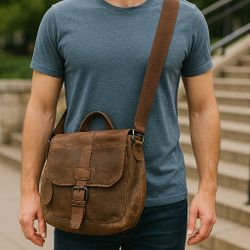 Vintage Look  Wilson's leather Messenger bag.