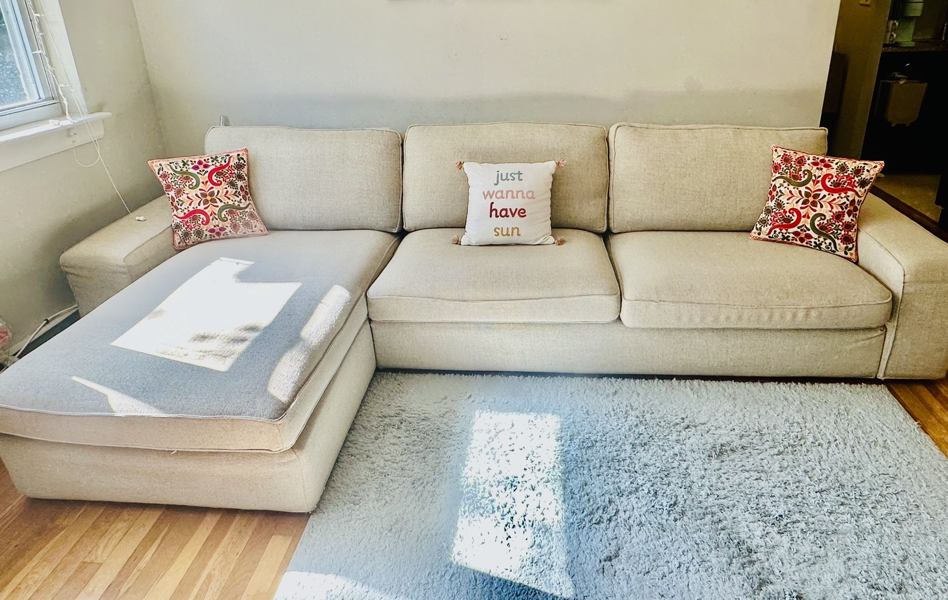 2 Piece Sectional Couch With Chaise Available For Sale-$300