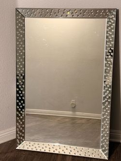 Large Wall Mirror with Crystal Embellished Frame