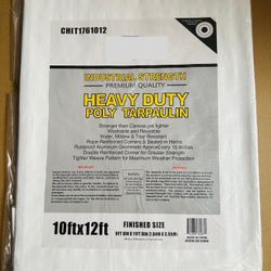 Heavy Duty Waterproof Poly Tarp 12 ft x 10 ft – Outdoor Cover