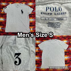 Polo Ralph Lauren Gray T-Shirt Men’s Size Small Big Pony #3 Embroidered