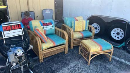 bamboo chairs with ottoman