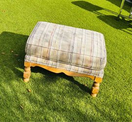 Upholstered anthropologie bohemian ottoman w/ Wood Legs