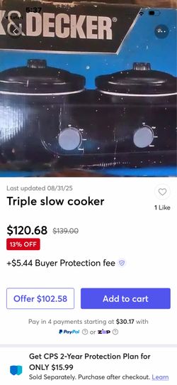 3 pot slow cooker. Used only 1 time