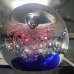 Clear Round Bubble Art Glass Paperweight Sphere Ball Flower/Octopus/Jellyfish