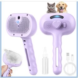 Pet Steam Brush for Dogs Cats 3-in-1 Professional Grooming Brush with Steam Mist Technology for Effective Shedding Hair Removal Self-Cleaning Spray Co