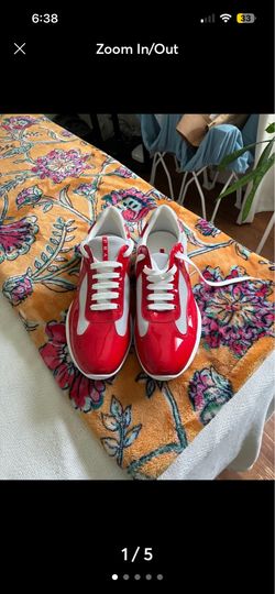 Red and White Prada Sneakers