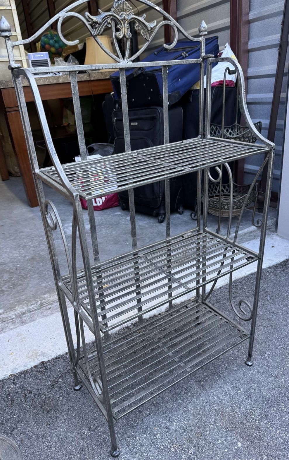 Wrought Iron Folding bakers rack Shelf Unit