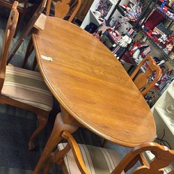 Wood Oak Dining Table With 4 Chairs